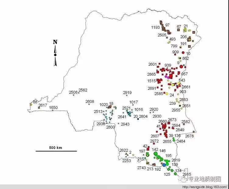 剛果金礦分布圖